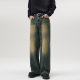 LKTM Men's# Four Seasons Running Volume Korean Style Type A Straight Jeans Men's Fashion Brand Loose Wide Leg Long Pants