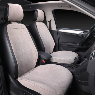 saddle-style car seat pad, ventilated – Seat cushion, seat cover - gray-front-driver-and-passenger-seats
