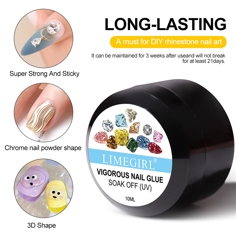 Adhesivo de diamante para joyería de uñas, pegamento de diamante transparente para joyería de uñas, pegamento de metal 8ml