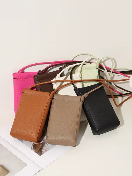 Mobile Phone Bag, Women's Cross-Body Bag, Cross-Border New Korean Style, Simple, Lightweight, Small Bag, Vertical Style, Soft Leather Mini Bag, Versatile