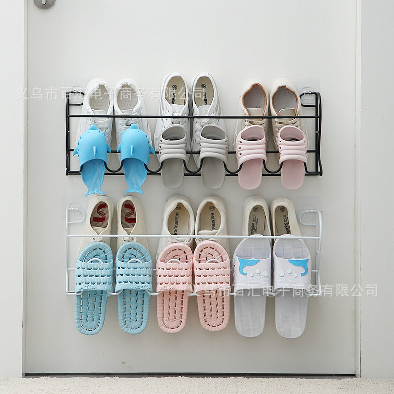 Cross-border Simple Doorway Shoe Rack Household Iron Economical Space-saving Door Wall-mounted Bathroom Slapper Storage Rack