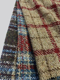 Woolen tweed in stock plaid coat clothing/shoes and hats/luggage fabric Shaoxing supply