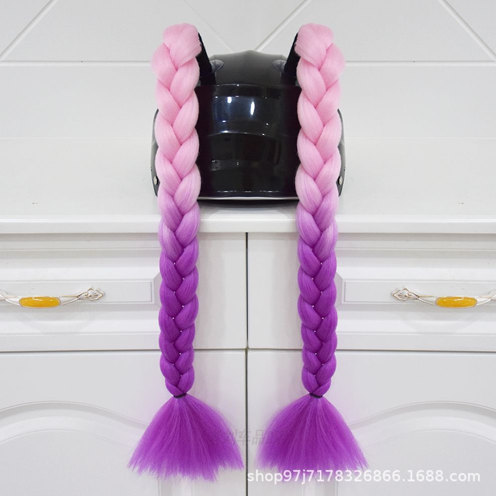 Helmet Braids Pigtails — Motuoche Auto Parts and Accessories - pink-and-purple-braids-pair