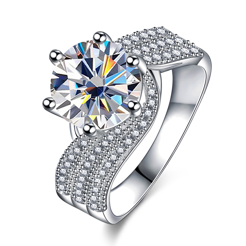 Anillo de diamante de diamante de plata esterlina 925 5 quilates, anillo de regalo de cumpleaños para la novia.