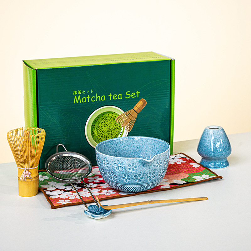 FJT 사쿠라 광구그릇 블루 7종세트(짙은 녹색 컬러박스)