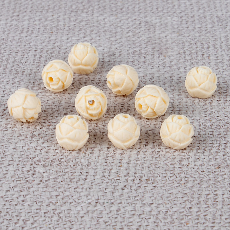 Resin Powder Ivory White Lotus Bead Spacer Bead Lotus Bead Diy Jewelry Accessories Ethnic Style Bracelet Spacer Bead