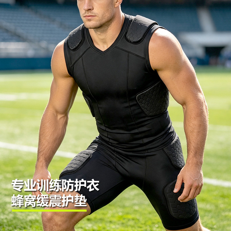 Cross-border basketball quick-dry vest for men, rib and side waist protection, training sports gear, compression tight-fitting football anti-collision clothing Cross-border basketball quick-dry vest for men, rib and side waist protection, training sports gear, compression tight-fitting football anti-collision clothing