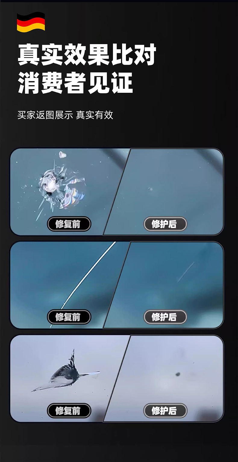 Suitable for Car Glass Crack Repair Liquid, Front Windshield Crack Repair Special Scratch Reducer, Crack-Free
