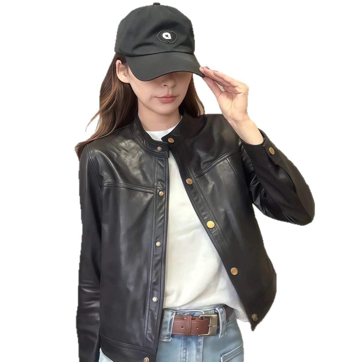 Autumn short black retro jacket, high-quality style