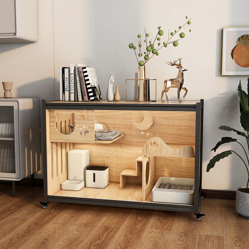 Mengzhu new solid wood cabinet cat climbing frame luxury cat villa extra large space indoor cat cabinet display cabinet cat nest