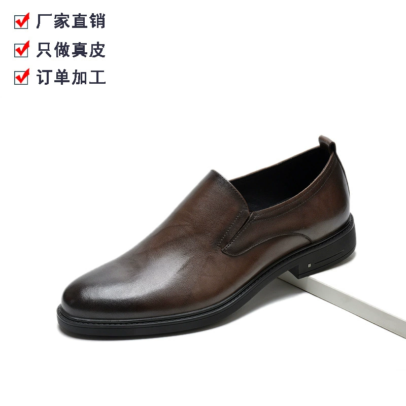 Новые мужские кожаные туфли 2025 года, повседневный деловой стиль, из натуральной телячьей кожи, низкие, без застежек, удобные.