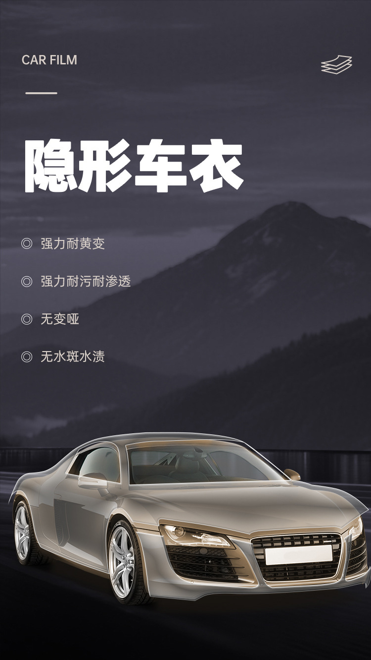 Tpu Invisible Car Cover, Car Paint Protection Film, Ppf, Self-Recovering, Anti-Scratch, Anti-Yellowing, Anti-Dirt, Transparent Protective Film