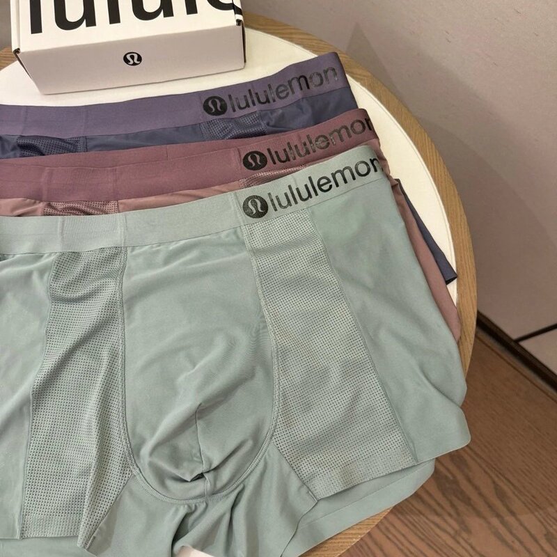 Free Shipping Lulu Men's Underwear Modal Boxer Briefs All-Season Men's Sports Boxer Briefs Wholesale Dropshipping