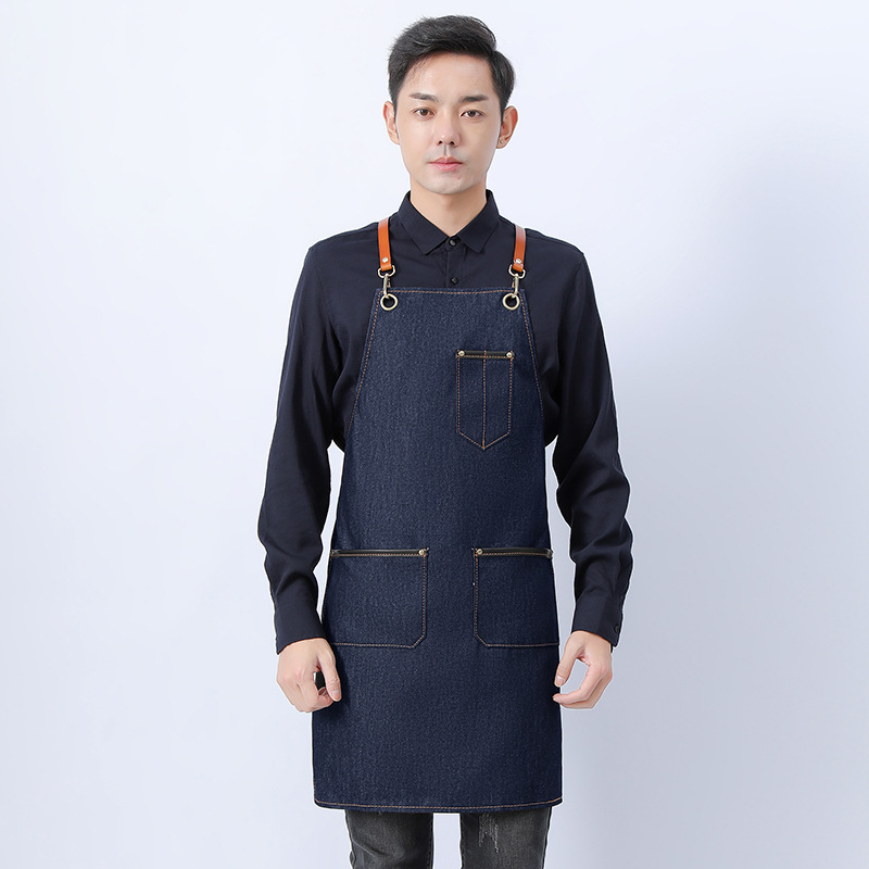 Cross-border denim logotipo personalizado coreano pintura de cocina de estilo occidental manicura jardinería café ropa de trabajo delantal