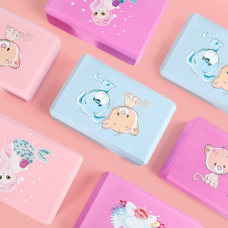 Nuevo ladrillo de yoga práctica de baile femenino de una sola palabra caballo herramienta auxiliar Linda impresión antideslizante anti-presión ladrillo femenino al por mayor