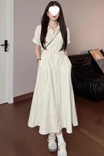 速干衬衫连衣裙少女春夏装2025新款休闲小清新收腰显瘦气质长裙子