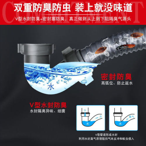 Kitchen stainless steel sink drain set single basin double basin sink thickened and durable drain pipe