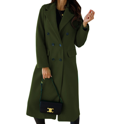 Winter and Spring New Independent Station European and American TikTok Women's Double Breasted Wool Coat