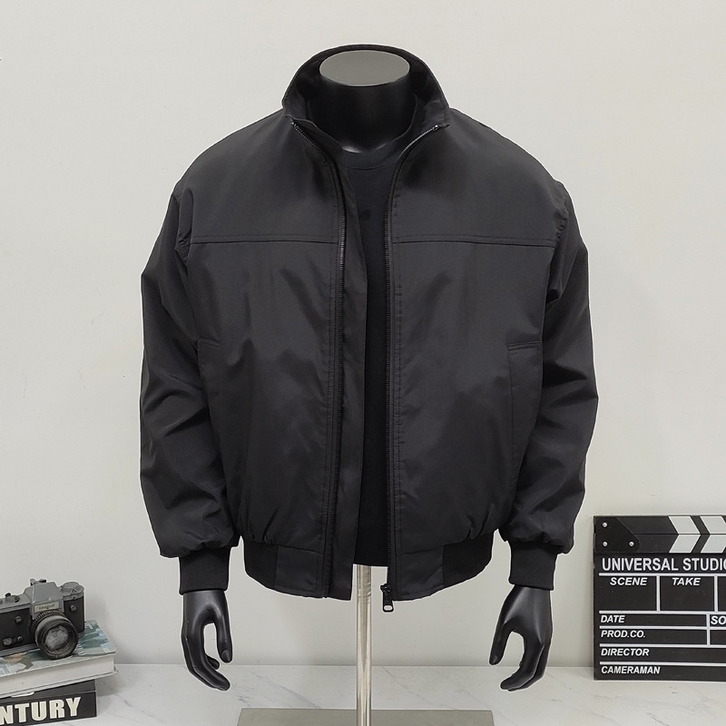 Retro Stand Up Collar Flying Jacket, Loose And Versatile, Inner Pocket Baseball Jacket_voghion.com