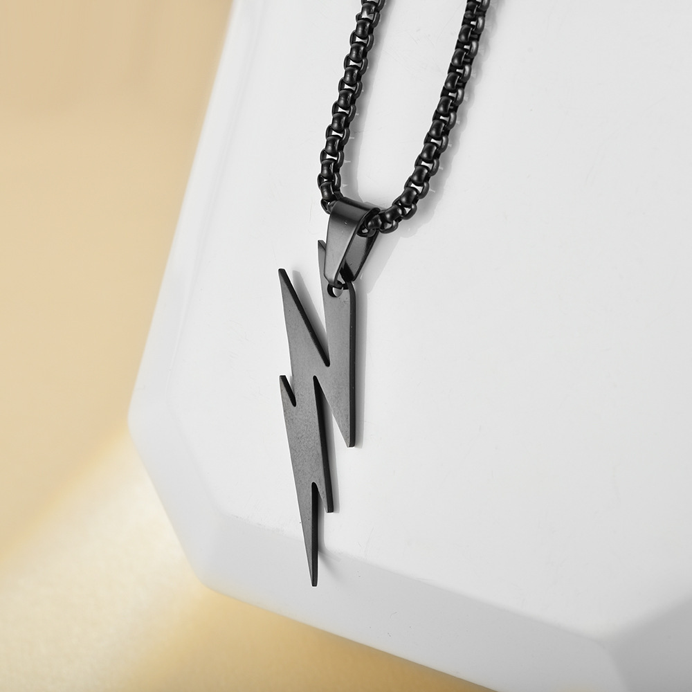 Stainless Steel Chain Material Casual Hip-Hop Lightning Stainless Steel Plating Men's Necklace Men Pendant Necklaces