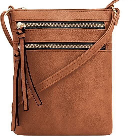 Cross-border Hot Selling Fashion Women's PU Leather Crossbody Bag Multi-zipper Pocket Cross Travel Bag Solid Color Women's Shoulder Bag