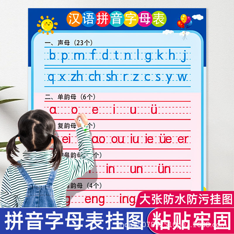 alfabeto chino pinyin mapa de pared mapa de pared primer grado 26 iniciales y vermas alfabéticas de lectura integral de ortografía de sílabas