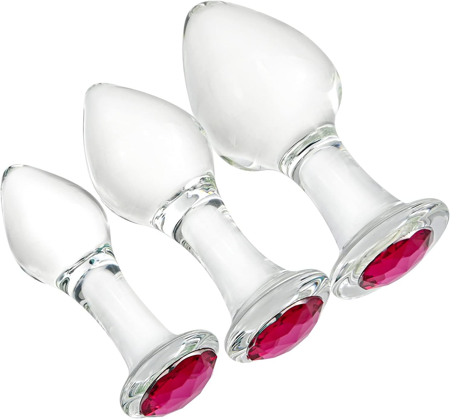 Crystal Glass Anal Plug with Beaded Design, Transparent Small Size for Beginners — detail image 6