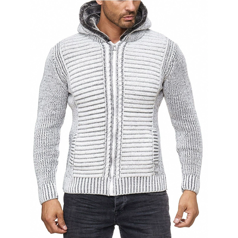 (Cross-border trading), demi-season sweater, men's cardigan, long-sleeve with hood, knitted jacket, slim fit, European style