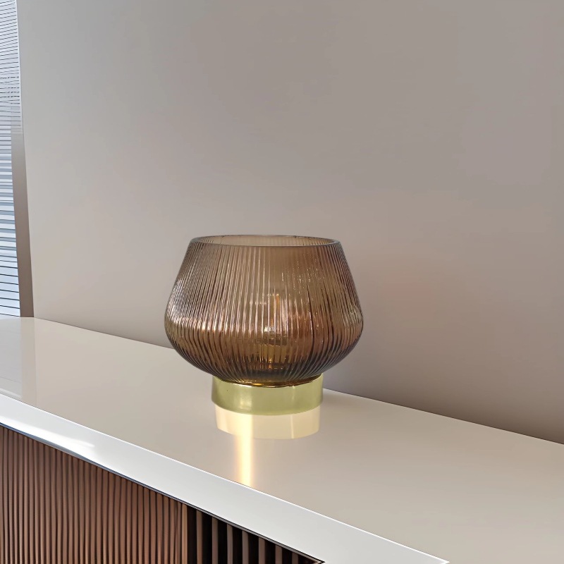 Lámpara de ambiente de lujo simple y ligera, luz romántica, luz de noche, lámpara de mesa de vidrio para dormitorio, batería inalámbrica LED