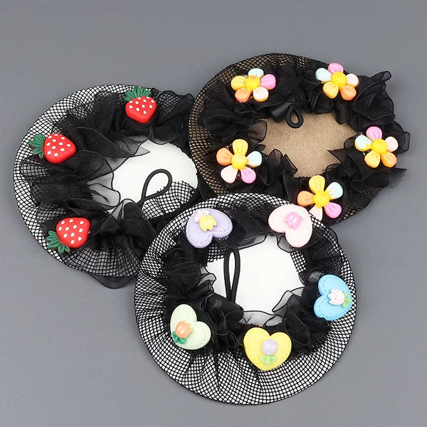 Children's summer strawberry fruit net pocket ball head dish hair artifact hair net dance test grade special flower bud hair ring