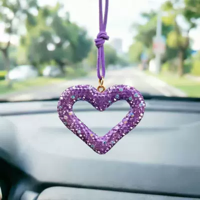 Car hanging Love Car Pendant Rearview - purple-love-rope