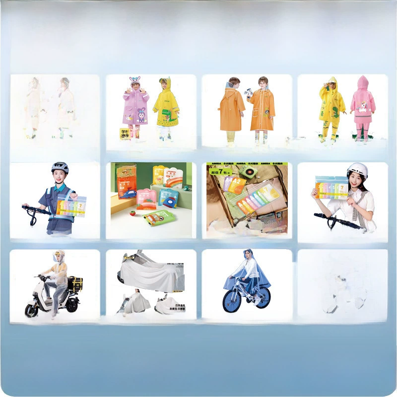 Children's raincoat, cards, long pack, handheld backpack, 6-12 years, increased thickness