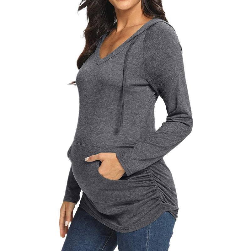 demi-season solid color long-sleeve for pregnant for leisure