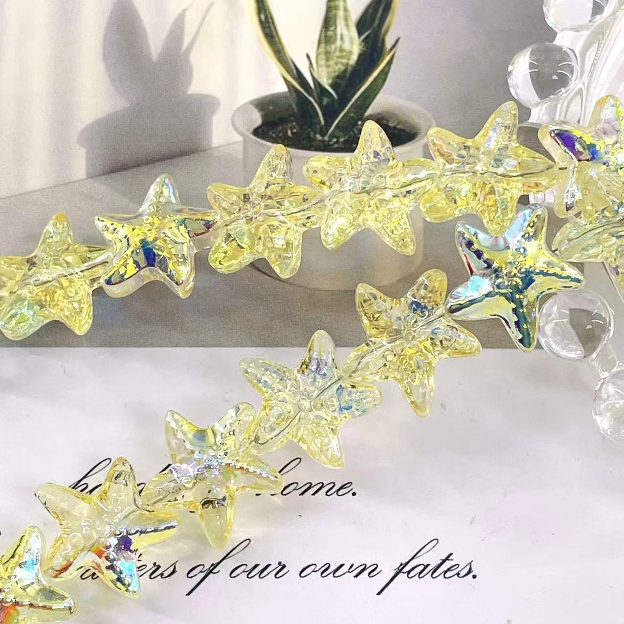 Cuentas de cristal de estrella de mar de 15 mm con orificio horizontal, cuentas de cristal K9 en forma de estrella de cinco puntas, accesorios para pulseras DIY, cuentas sueltas
