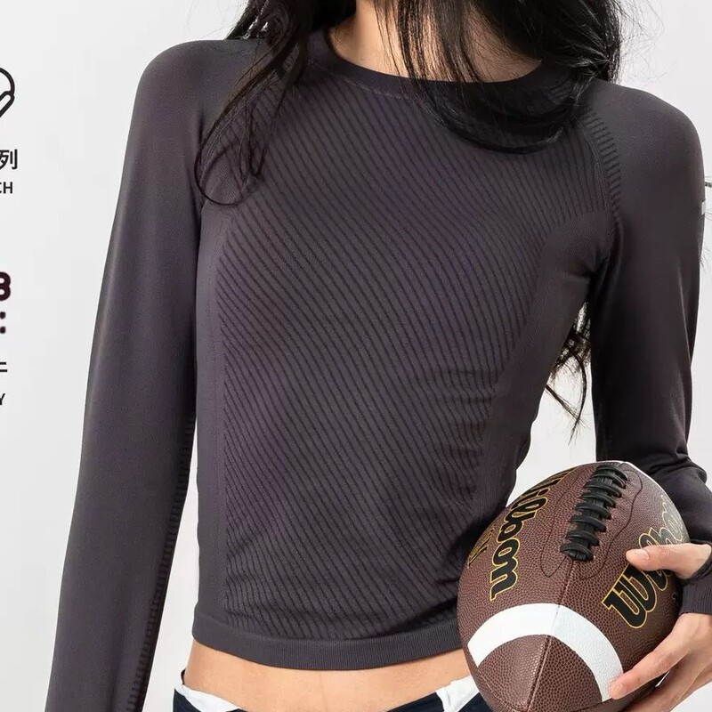 Round Neck Long-Sleeved Yoga Clothes for Women, Seamless One-Piece Woven Sports Tops, Elastic Slim Fitness Clothes, Autumn and Winter New T-Shirts Round Neck Long-Sleeved Yoga Clothes for Women, Seamless One-Piece Woven Sports Tops, Elastic Slim Fitness Clothes, Autumn and Winter New T-Shirts