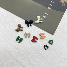 高级感彩色磨砂蝴蝶结合金配件迷你爱心发饰美甲手机壳手工材料