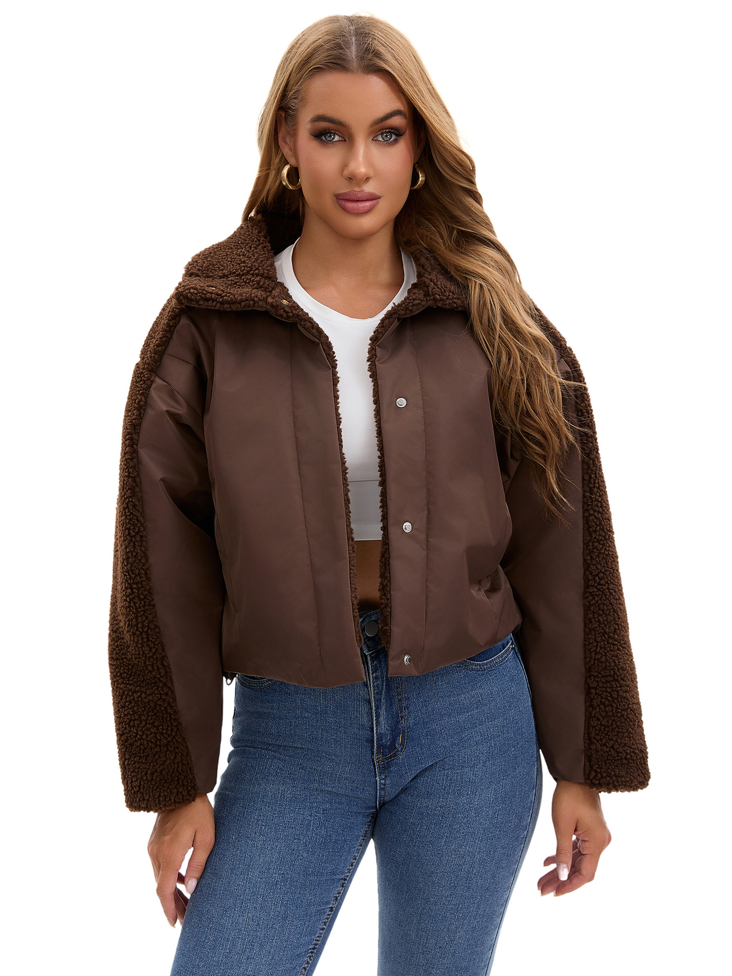 Chaqueta de Lana de Cordero para Mujer de Lana de Alpaca con Botones image 1