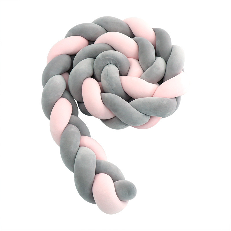 Protector de Barandilla de Cama con Trenza de Tres Hebras, Decoración de Barandilla de Cama para Bebés y Niños, Almohada Anudada de Estilo Europeo Tejida a Mano Estilo Ins.