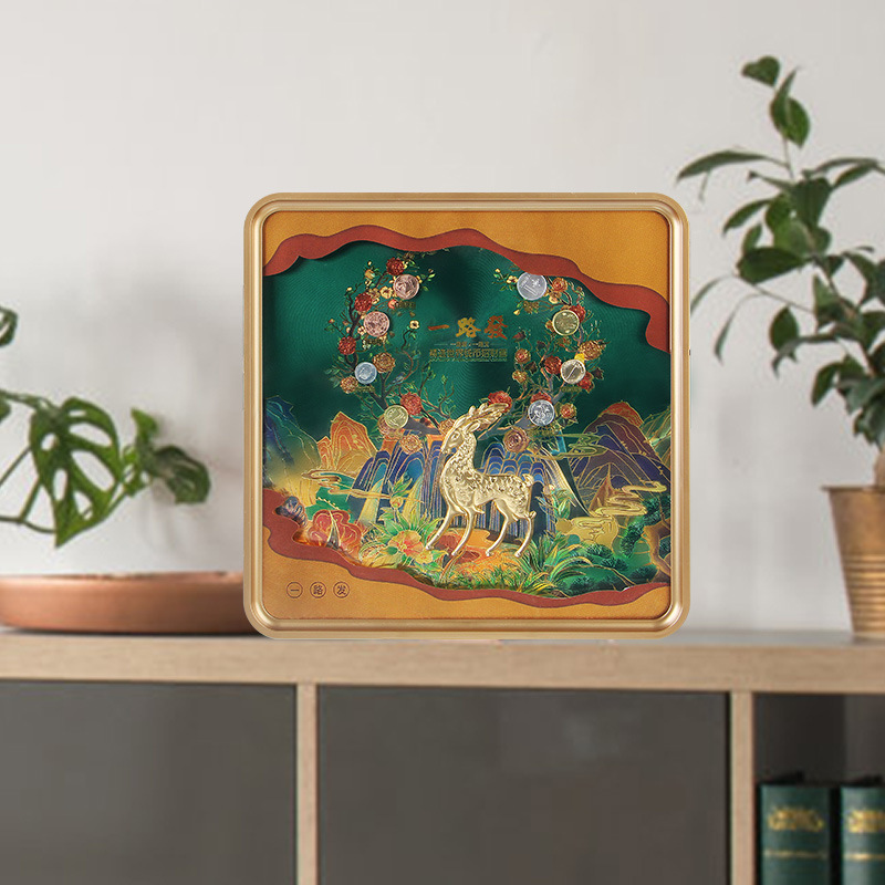一路发金箔画框 新中式客厅摆件 家居壁挂画工艺挂件商务礼品