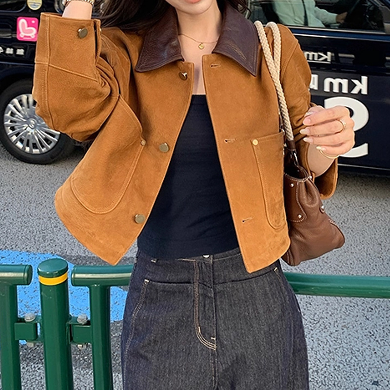 Lilylik中古回潮"肯尼亚进口头层反绒山羊皮夹克 复古感和老钱感|undefined
