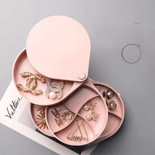 Jewelry Storage Box with Rotating Creative Large Capacity Multi-layer Display Stand for Earrings, Stud Earrings, and Drop Earrings - Cute European Style Small