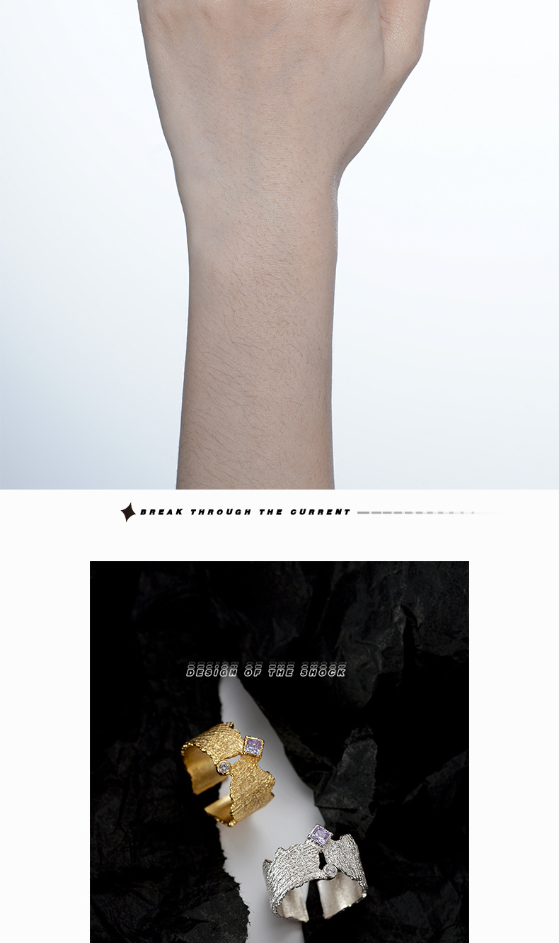 Fashion Geometric Sterling Silver Plating Zircon Open Ring 1 Piece