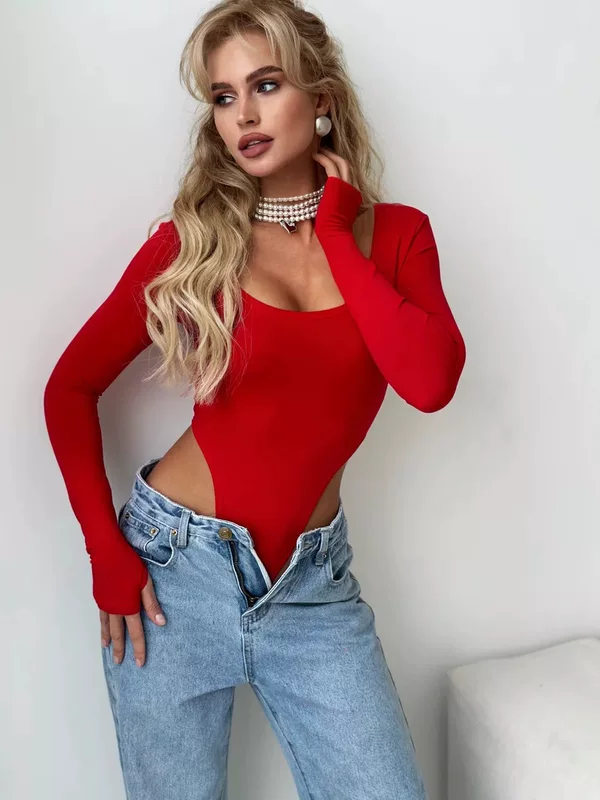 Рукавом рукавом длинным 低 低 боди боди low -cut long sleeve tights