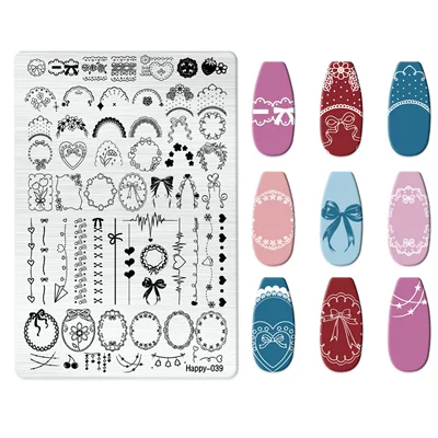 Art Bow Cartoon Line Frosted Dırnaq bəzəkləri - happy-039-with-back-plate