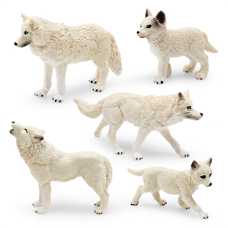 Simulación transfronteriza bosque animal Lobo Blanco modelo Cognición de los niños Lobo Ártico Lobo rugiente bebé escritorio decoración juguete