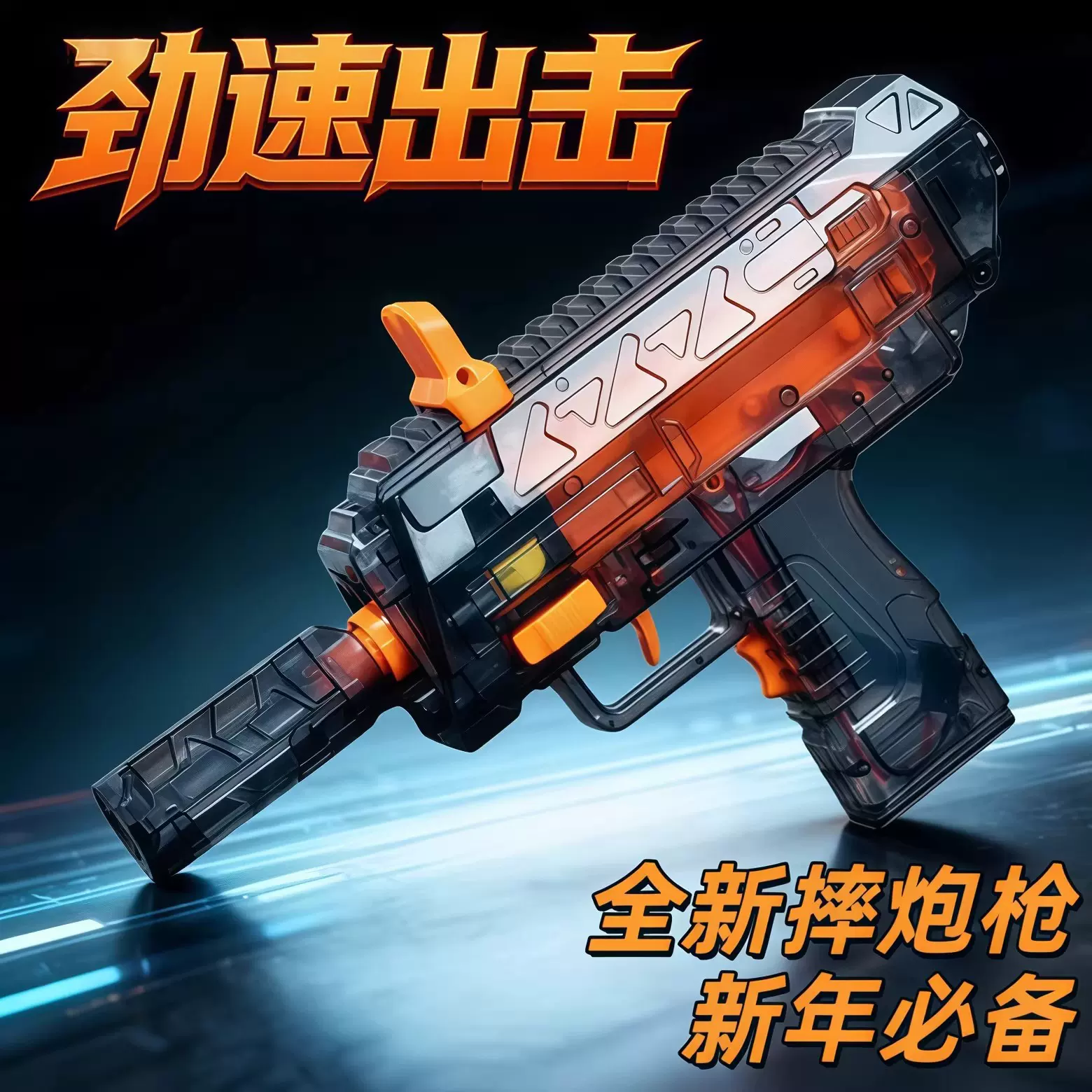 现货手持摔炮枪三角洲同款MP7冲锋玩具自动电动炫酷过年玩具批发