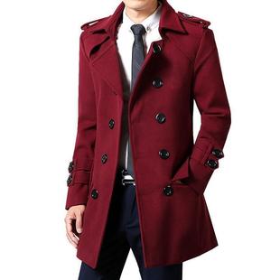 2022 Autumn and Winter New Men's Trenchcoat Slim-fit Korean Style Trendy Coat Woolen Double-breasted Youth Men's Thick Coat
