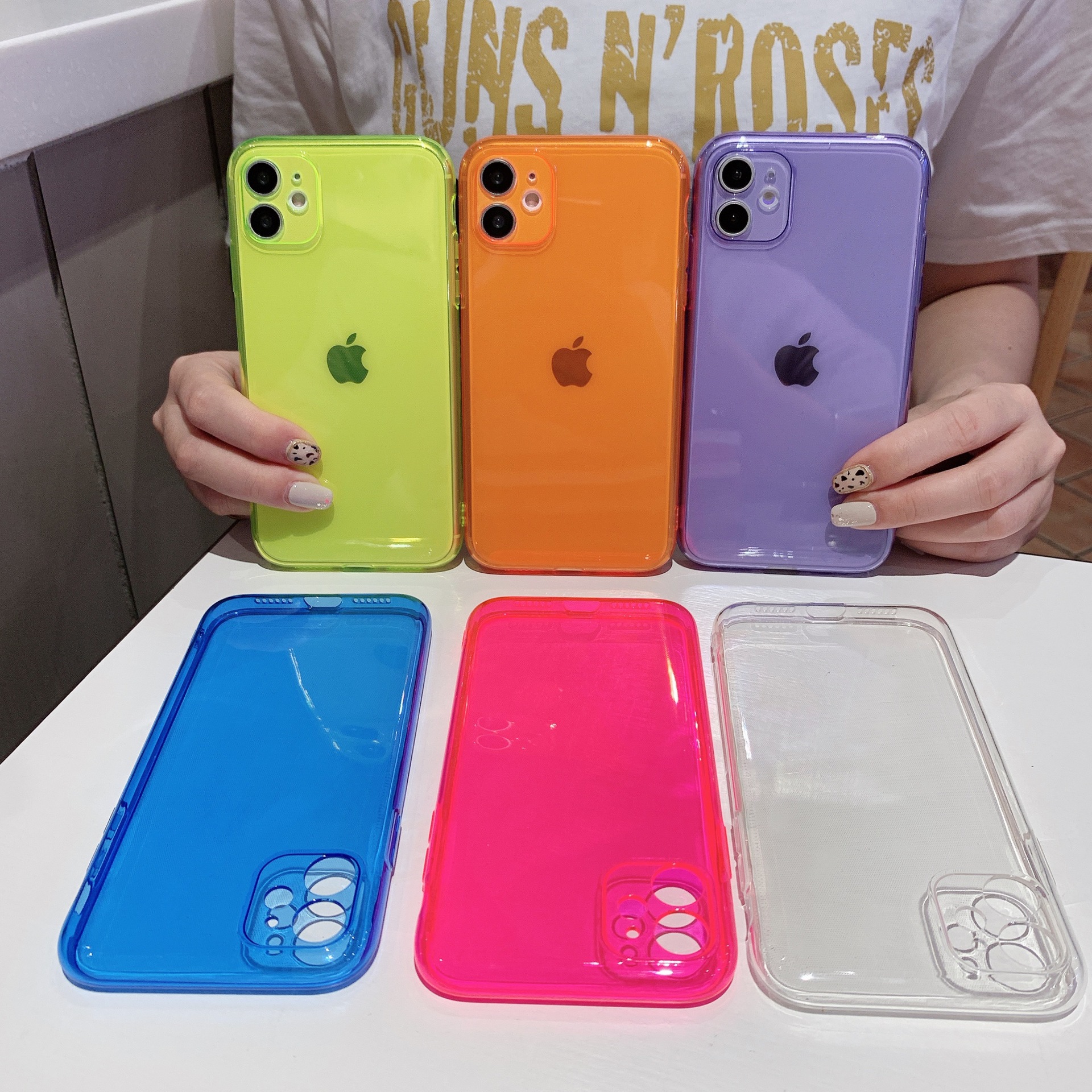 1.5mm精孔实色磨砂壳nova7透明全包软壳适用苹果12荧光手机壳素材