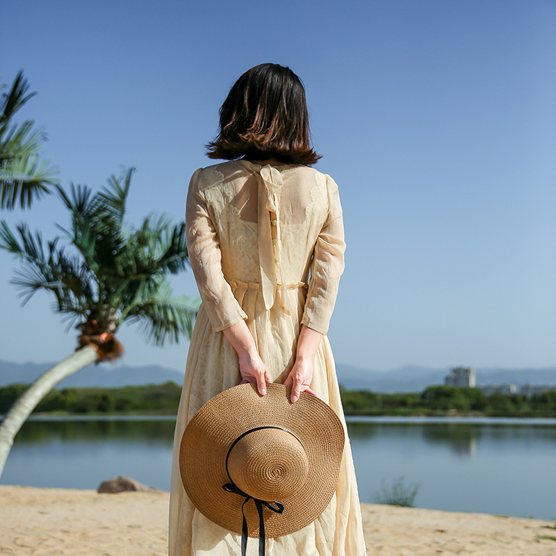 Femmes Vacances Sucré Couleur Unie Grand Avant-Toit Chapeau De Soleil display picture 5