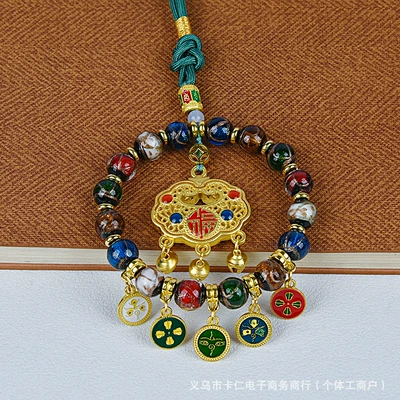 Car hanging: Incense Ash Glass Car Pendant - ruyi-lock-fragrant-ash-glazed-car-hanger